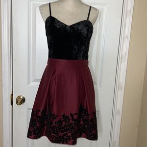 Black and maroon skater-like dress